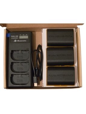 ​Powerextra LP-E6 Battery Charger & 3 Li-ion Battery Pack Set Canon Compatible *